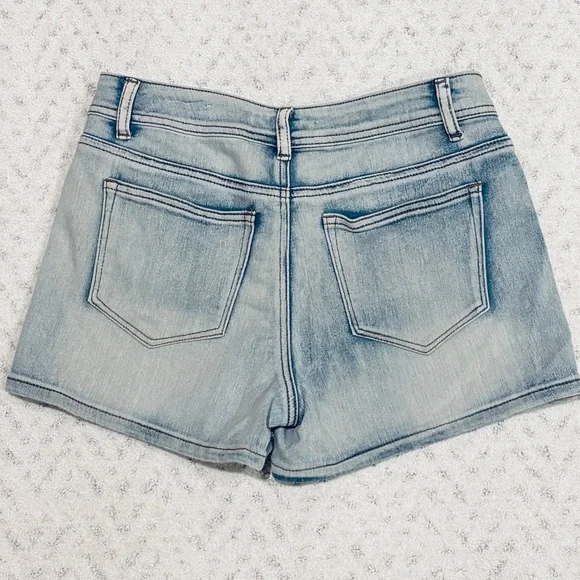 Rue 21 Bleached Acid Wash Denim Shorts Womens Size 7 Blue Jean Stretch Festival - Picture 3 of 9